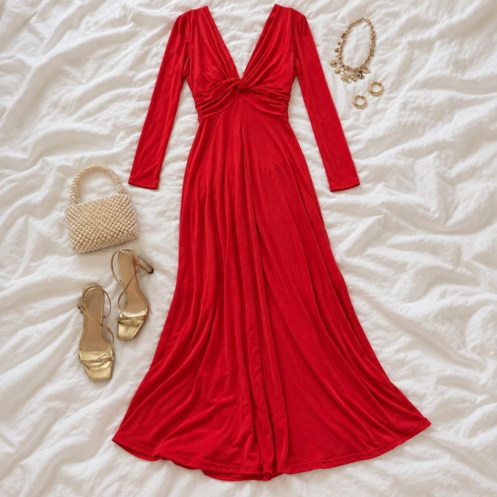 70s Red Maxi Dress